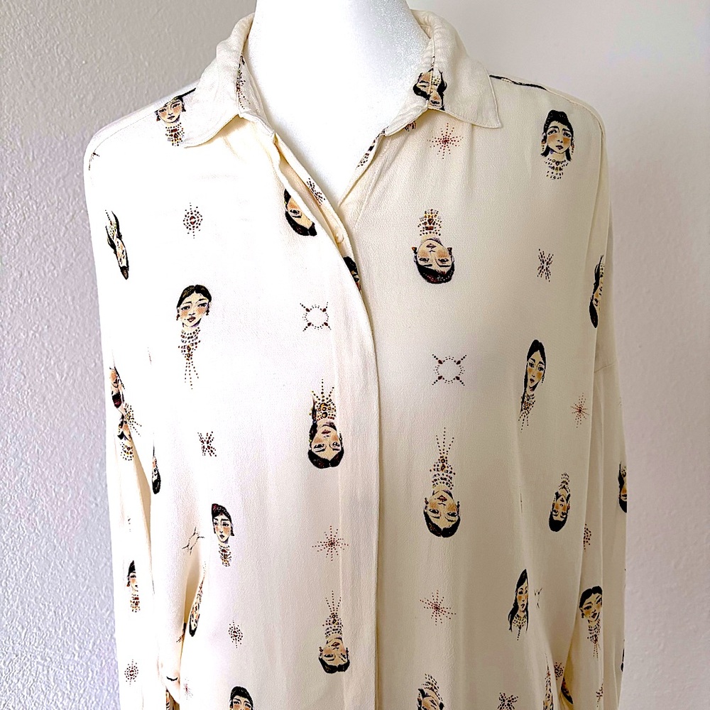 Johnny Was Scofield Button Down Blouse Size XS